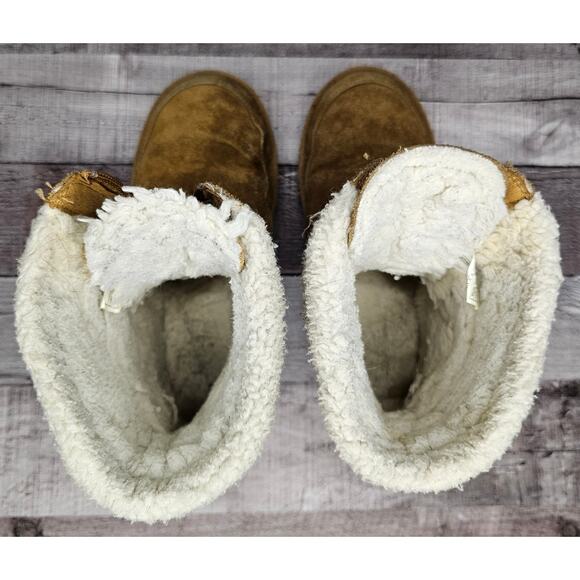 UGG KOOLABUURA Ankle BOOTS BOOTIES 1121540K Suede Fur Brown Zip Up Big Girl 4 - Picture 7 of 10